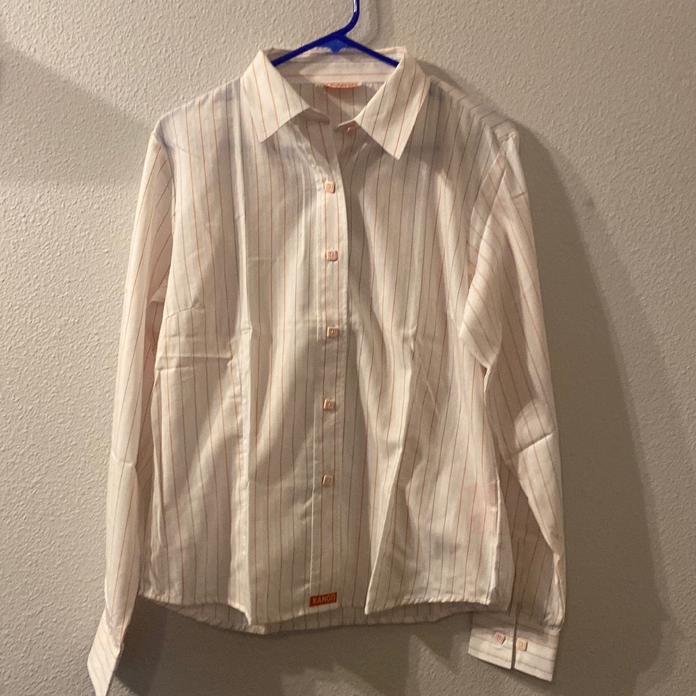 Xango Form striped button down top size large